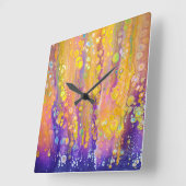 抽象芸術紫色 スクエア壁時計 (傾斜)