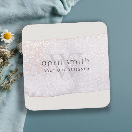 抽象芸術紫薄紫ブラシストークモノグラムシャイニー スクエア名刺