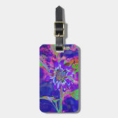 抽象芸術紫青フローラサンフラワーレトロファンキーク ラゲッジタグ (正面縦)