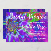 抽象芸術紫青フローラサンフラワーレトロファンキーク 招待状 (正面/裏面)