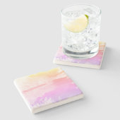 抽象芸術紫、オレンジ、イエローストーンコースター ストーンコースター (横)