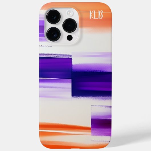 抽象芸術紫、オレンジ、白の幾何学的モノグラム Case-Mate iPhoneケース (裏面)
