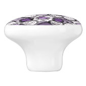 抽象芸術紫、グレー、黒の円のパターン セラミックノブ (側面)