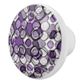 抽象芸術紫、グレー、黒の円のパターン セラミックノブ (右)