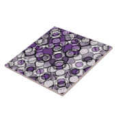 抽象芸術紫、グレー、黒の円のパターン タイル (側面)