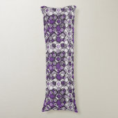 抽象芸術紫、グレー、黒の円のパターン ボディピロー (正面縦)