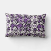 抽象芸術紫、グレー、黒の円のパターン ランバークッション (裏面)
