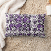 抽象芸術紫、グレー、黒の円のパターン ランバークッション (ブランケット)