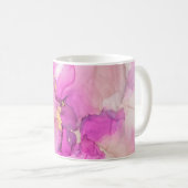 抽象芸術紫,薄紫,ピンク,金ゴールドの背景, WAL コーヒーマグカップ (正面右)