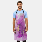 抽象芸術紫、金ゴールド：アクリルを混合する。 エプロン (着用した状態)