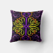 抽象芸術紫、黄、オレンジ、ピンクデザイン クッション (裏面)