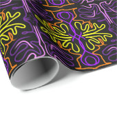 抽象芸術紫、黄、オレンジ、ピンクデザイン ラッピングペーパー (ロールコーナー)