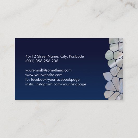 抽象芸術細胞 – 青の真珠の母 名刺 (裏面)