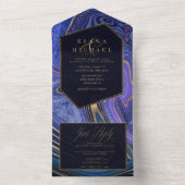 抽象芸術結婚アゲートの真夜中ID827 オールインワン招待状 (内側)