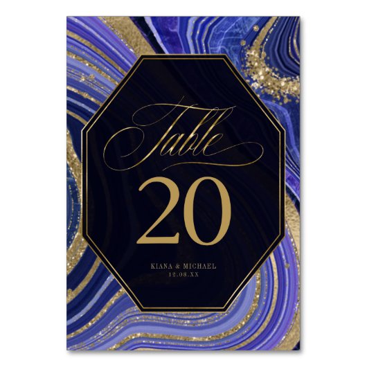抽象芸術結婚アゲートの真夜中ID827 テーブルナンバー (正面)