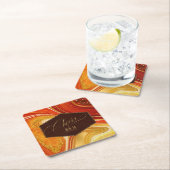 抽象芸術結婚アゲート応援V1ホットオレンジID827 スクエアペーパーコースター (インサイチュ)