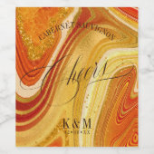 抽象芸術結婚アゲート応援V2ホットオレンジID827 ワインラベル (シングルラベル)