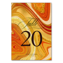 抽象芸術結婚アゲートV2ホットオレンジID827 テーブルナンバー