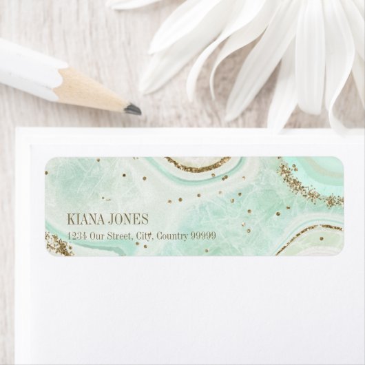 抽象芸術結婚アゲートV2ミントID827 ラベル (インサイチュ)