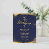 抽象芸術結婚式招待状 |ネイビーブルーギルド (スタンド正面)