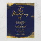 抽象芸術結婚式招待状 |ネイビーブルーギルド (正面)