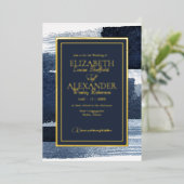 抽象芸術結婚式招待状 |フォトブルーギルド 箔招待状 (立ち正面)