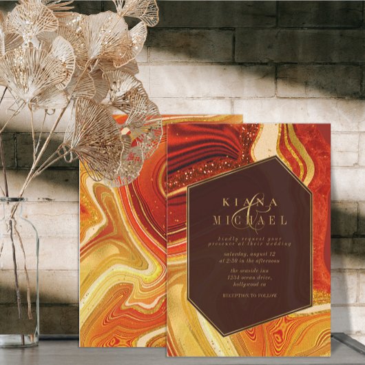 抽象芸術結婚AgateのホットオレンジID827