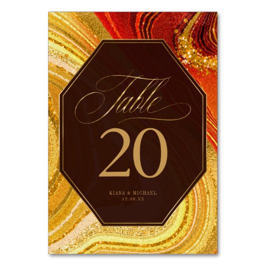 抽象芸術結婚AgateのホットオレンジID827 テーブルナンバー (正面)