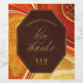 抽象芸術結婚AgateのホットオレンジID827 ワインラベル (シングルラベル)