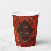 抽象芸術結婚AgateのホットオレンジID827 紙コップ (裏面)