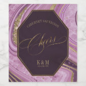 抽象芸術結婚Agateの応援V2 Mauve ID827 ワインラベル (シングルラベル)