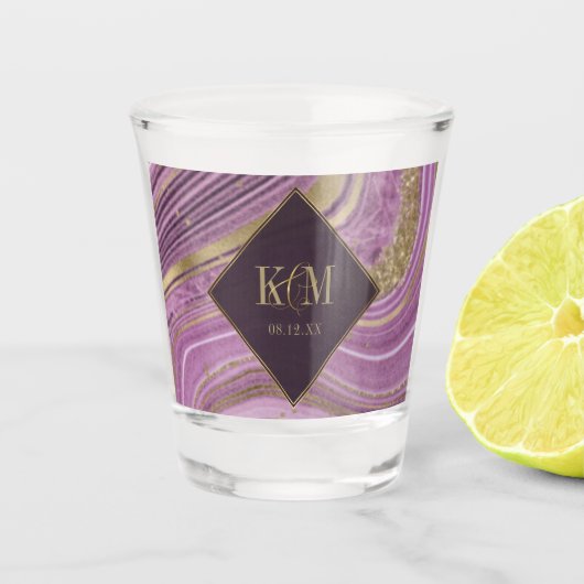 抽象芸術結婚AgateのMauve ID827 ショットグラス (正面)