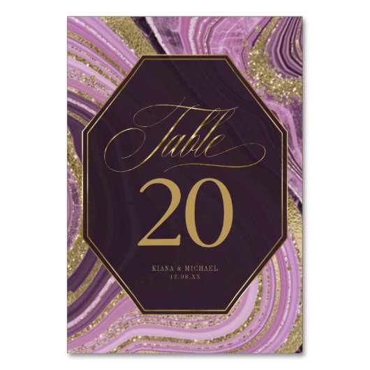 抽象芸術結婚AgateのMauve ID827 テーブルナンバー (正面)