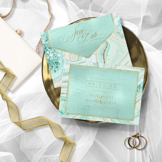 抽象芸術結婚AgateのMint ID827日付を保存 セーブザデート