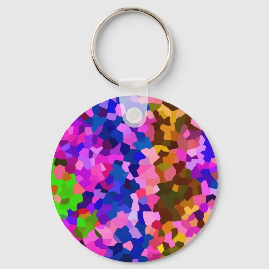 抽象芸術結晶鮮やかモザイク模様 キーホルダー (正面)