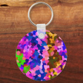 抽象芸術結晶鮮やかモザイク模様 キーホルダー (正面)