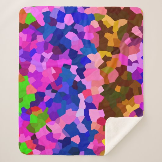 抽象芸術結晶鮮やかモザイク模様 シェルパブランケット (正面)