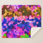 抽象芸術結晶鮮やかモザイク模様 シェルパブランケット (正面(横))