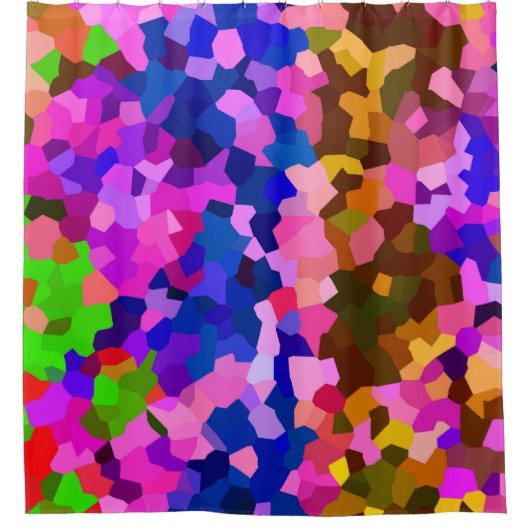 抽象芸術結晶鮮やかモザイク模様 シャワーカーテン (正面)