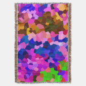 抽象芸術結晶鮮やかモザイク模様 スローブランケット (正面縦)