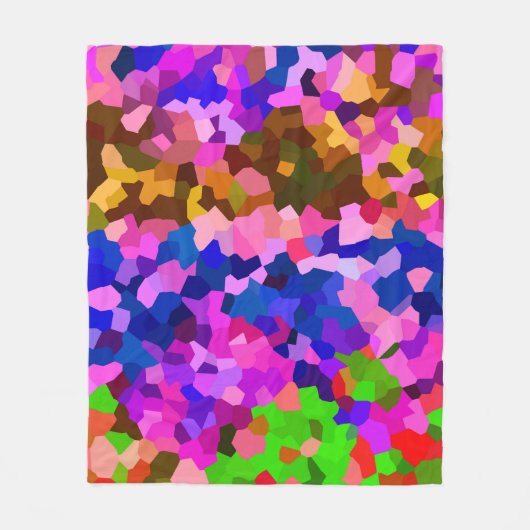 抽象芸術結晶鮮やかモザイク模様 フリースブランケット (正面)
