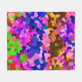 抽象芸術結晶鮮やかモザイク模様 フリースブランケット (正面(横))