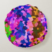 抽象芸術結晶鮮やかモザイク模様 ラウンドクッション (裏面)