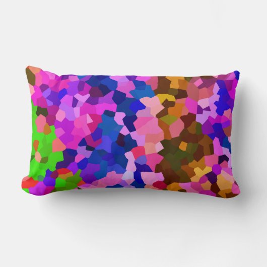 抽象芸術結晶鮮やかモザイク模様 ランバークッション (正面)
