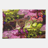 抽象芸術絞り染めの大理石のパターン(ピンクと緑) キッチンタオル (横)