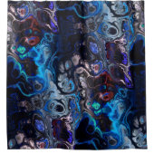 抽象芸術絞り染めの大理石のパターン（黒と青） シャワーカーテン (正面)