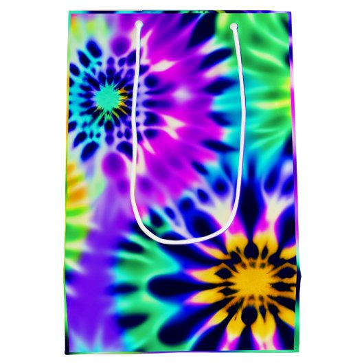 抽象芸術絞り染め無線パターン ミディアムペーパーバッグ (裏面)