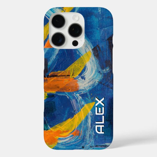 抽象芸術絵を描とブルーイエローとオレンジ Case-Mate iPhoneケース (裏面)