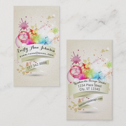 抽象芸術絵を描と幾何デザイン 名刺 (正面/裏面)