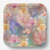 抽象芸術絵を描と花 ペーパープレート (正面)